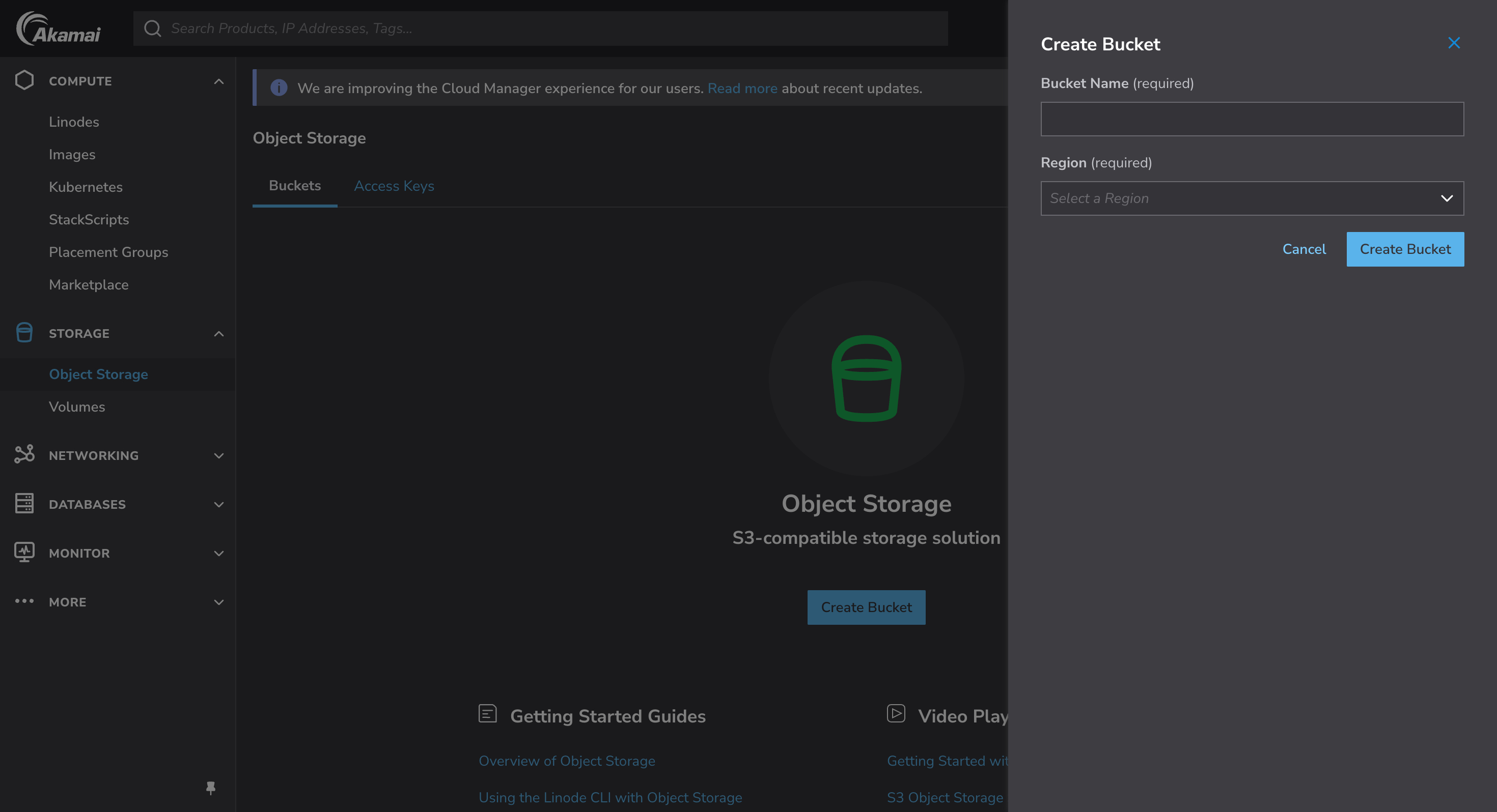 Akamai Object Storage Dashboard