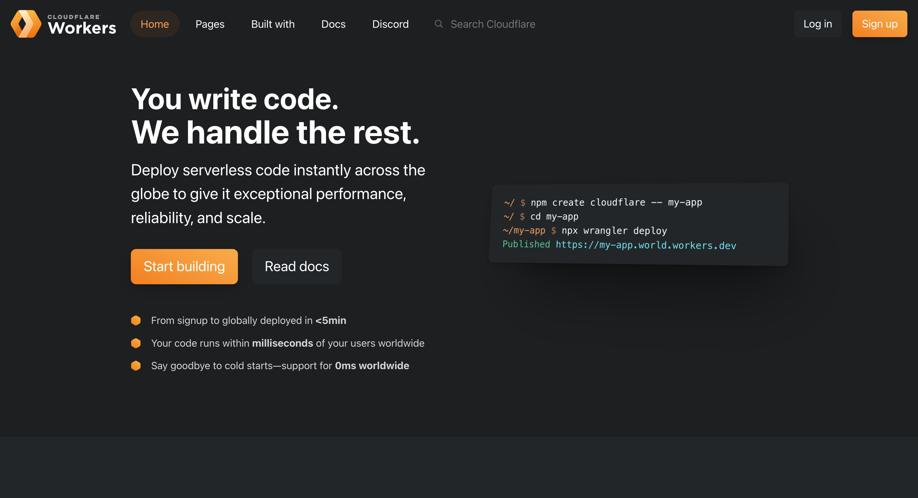 Cloudflare WorkersのWebサイト