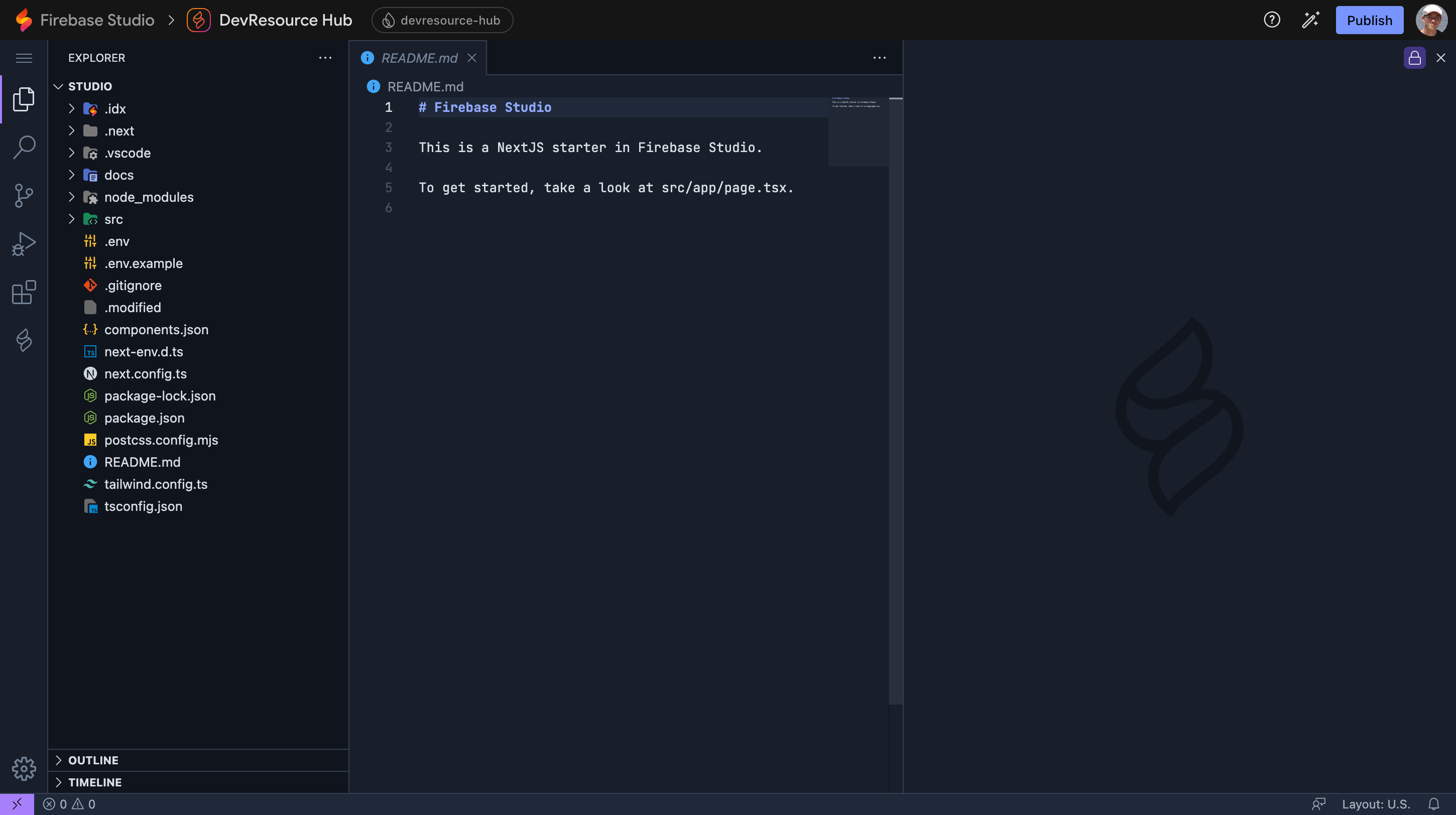 Firebase Studioの開発画面